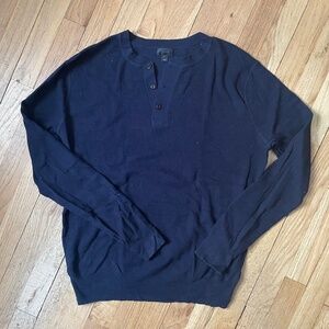 J.Crew Men’s L Navy Blue Merino Wool Henley Sweater